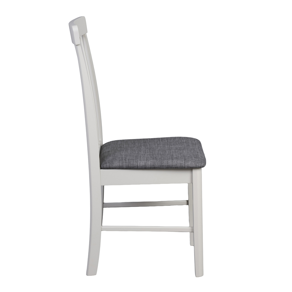 Alcor Stone Grey Wooden Dining Chairs With Fabric Seat In Pair