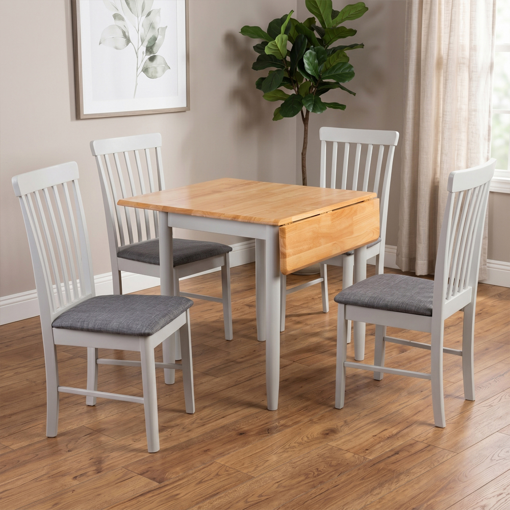 Alcor Wooden Dining Table With 4 Chairs In Oak And Grey