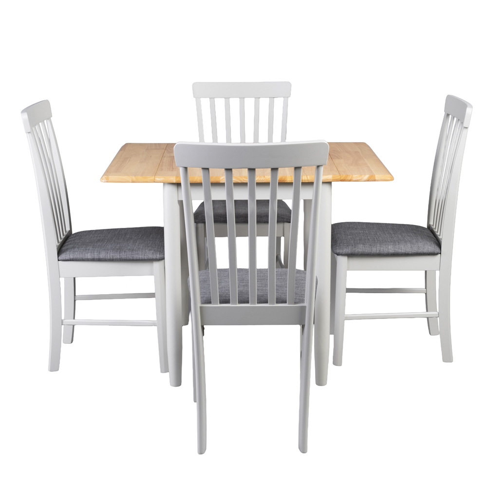 Alcor Wooden Dining Table With 4 Chairs In Oak And Grey