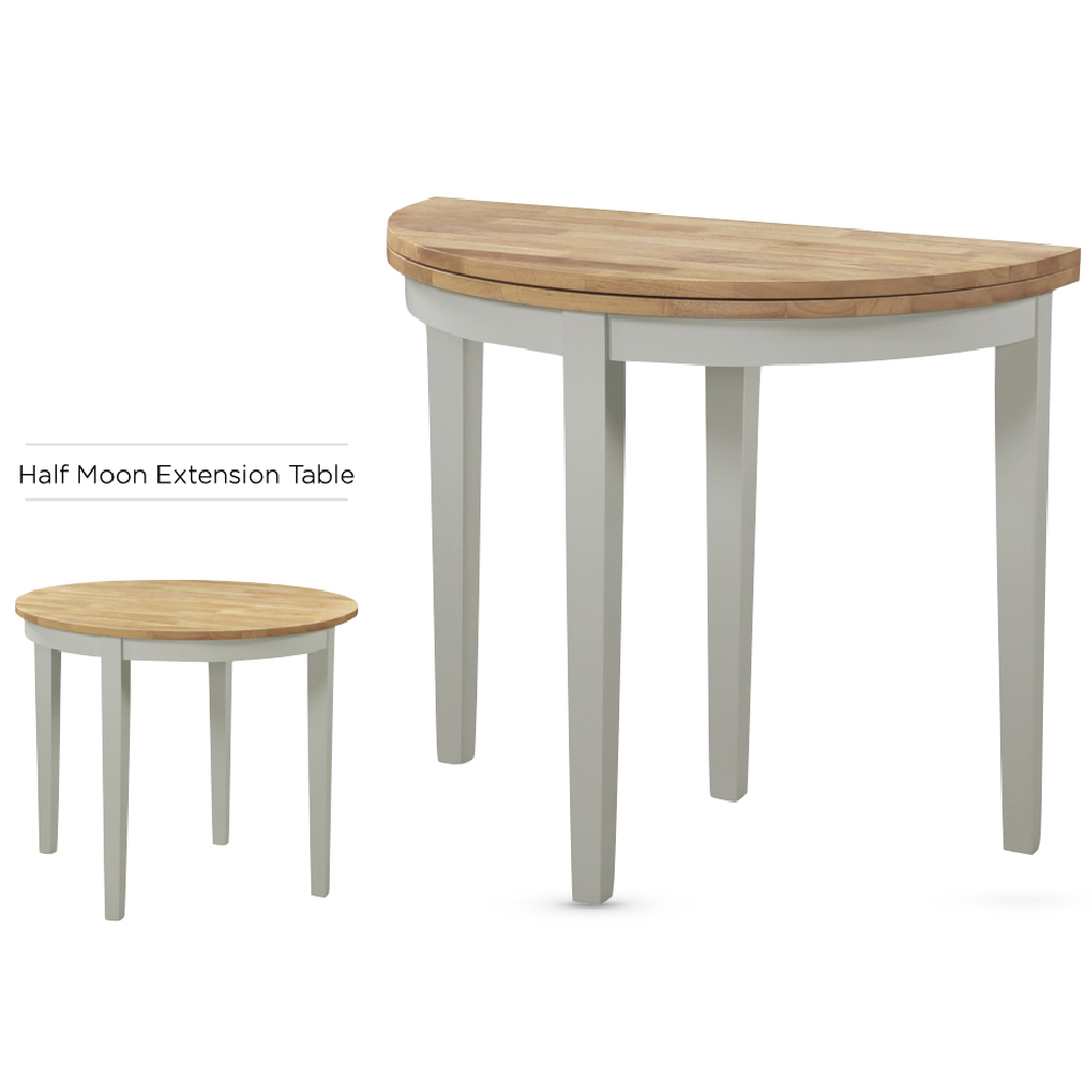 Alcor Wooden Half Moon Console Table In Oak And Grey