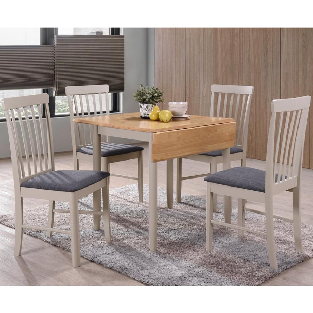 Alcor Wooden Square Dining Table With 4 Chairs In Oak And Grey