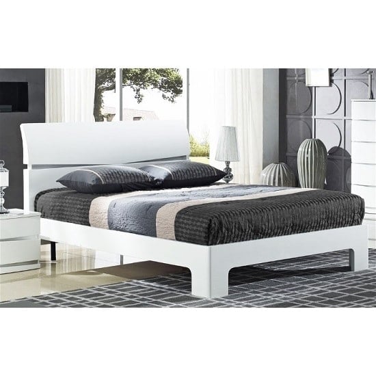 Alcott Modern Double Bed In White High Gloss