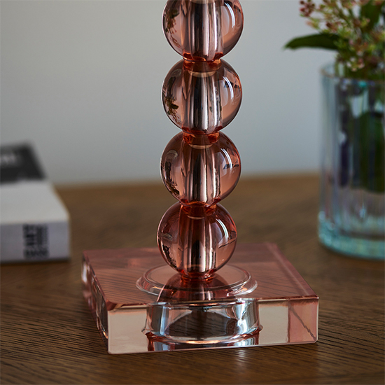 Alcoy Blue Shade Table Lamp And Blush Tinted Crystal Base_4