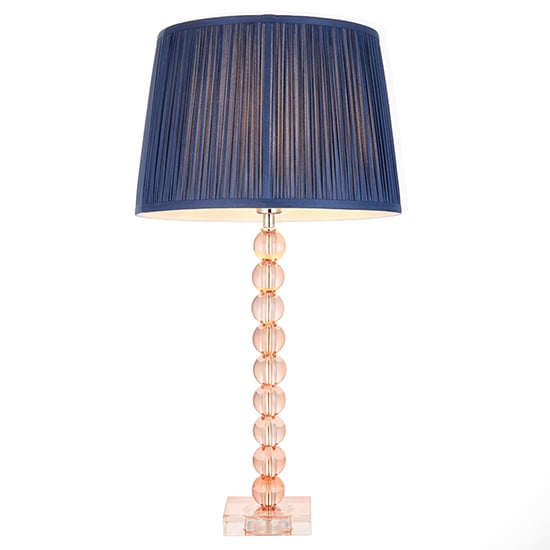Alcoy Blue Shade Table Lamp And Blush Tinted Crystal Base_5