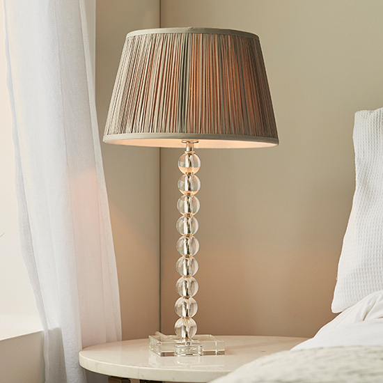 Product photograph of Alcoy Charcoal Shade Table Lamp With Clear Crystal Glass Base from Furniture in Fashion