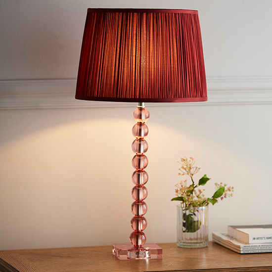 Alcoy Cranberry Shade Table Lamp And Blush Tinted Crystal Base_1