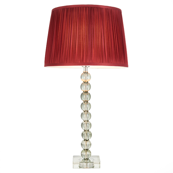 Alcoy Cranberry Shade Table Lamp And Grey Green Crystal Base_5