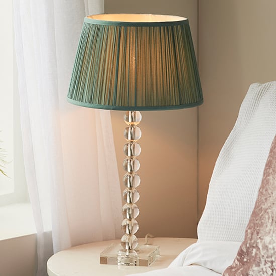 Product photograph of Alcoy Fir Shade Table Lamp With Clear Crystal Glass Base from Furniture in Fashion