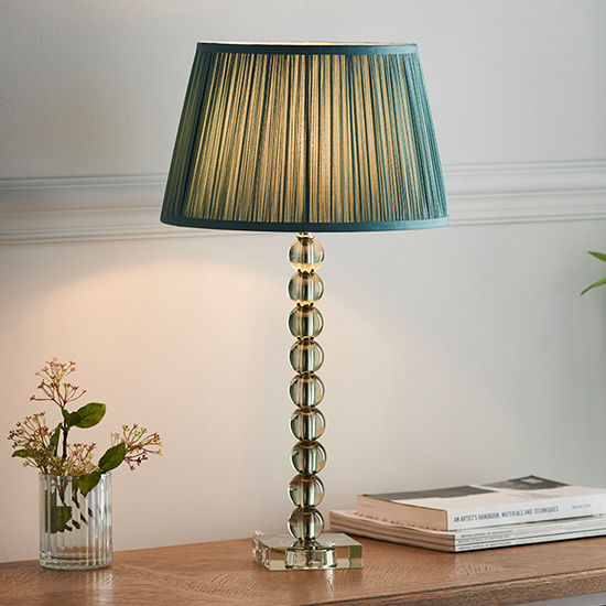 Product photograph of Alcoy Fir Shade Table Lamp With Grey Green Crystal Base from Furniture in Fashion