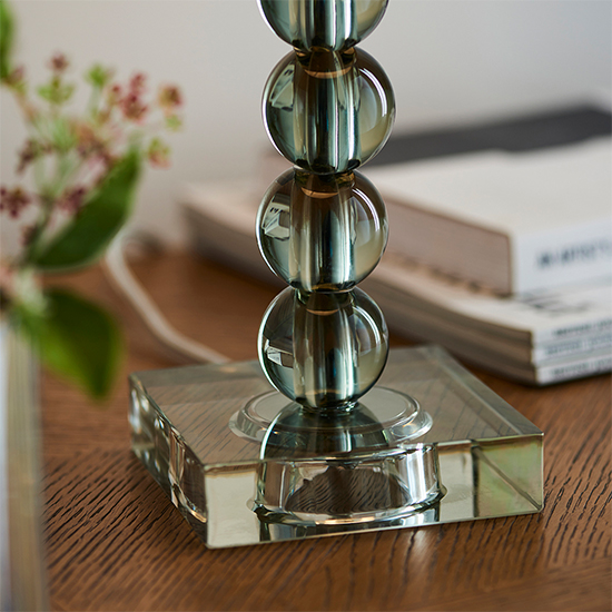 Alcoy Grey Shade Table Lamp With Grey Green Crystal Base_5