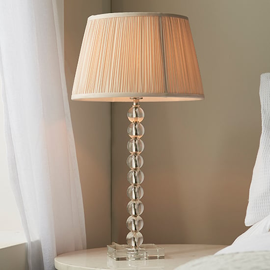 Alcoy Oyster Shade Table Lamp With Clear Crystal Glass Base
