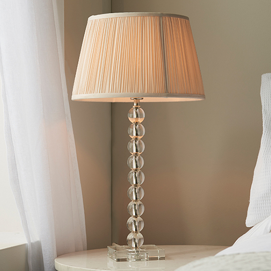 Product photograph of Alcoy Oyster Shade Table Lamp With Clear Crystal Glass Base from Furniture in Fashion