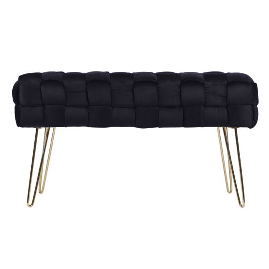 Product photograph of Alcudia Velvet Woven Hallway Seating Bench In Black from Furniture in Fashion