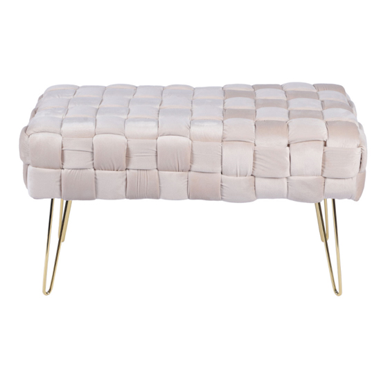 Product photograph of Alcudia Velvet Woven Hallway Seating Bench In Dark Cream from Furniture in Fashion