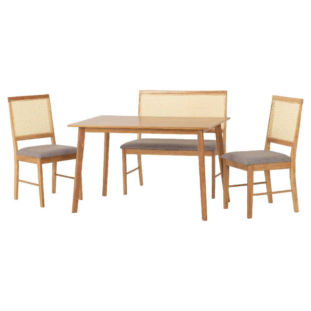 Read more about Alcudia wooden dining table with bench and 2 oak chairs