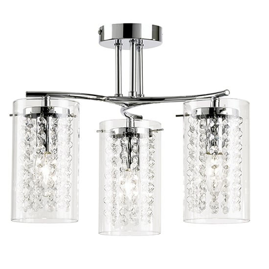 Product photograph of Alda 3 Lights Glass Semi Flush Ceiling Light In Polished Chrome from Furniture in Fashion
