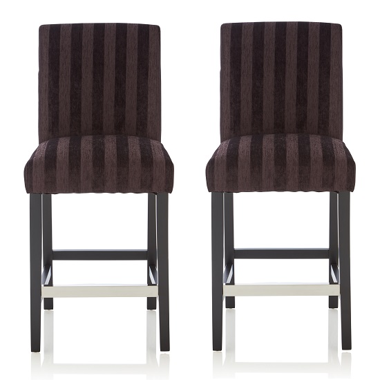 Alden Bar Stools In Aubergine Fabric And Black Legs In A Pair