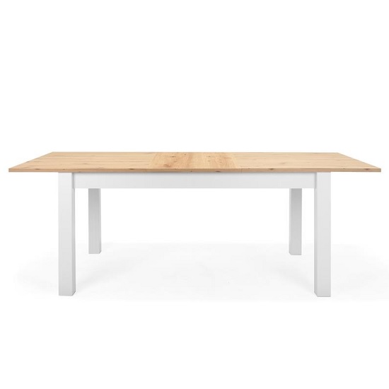 Alder Wooden Extendable Dining Table In Artisan Oak And White