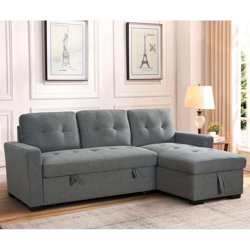 Aldersyde Fabric Corner Sofa Bed In Grey