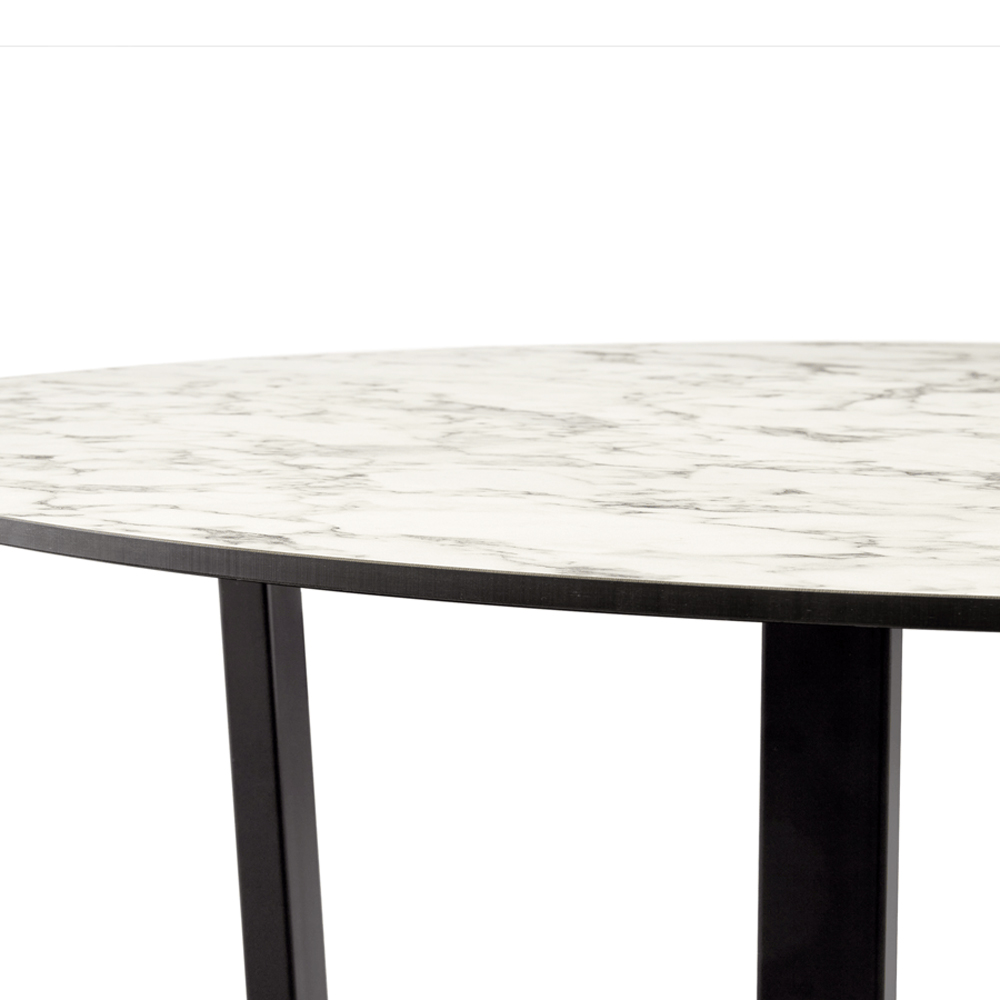 Aldgate Large Wooden Dining Table In White Marble Top