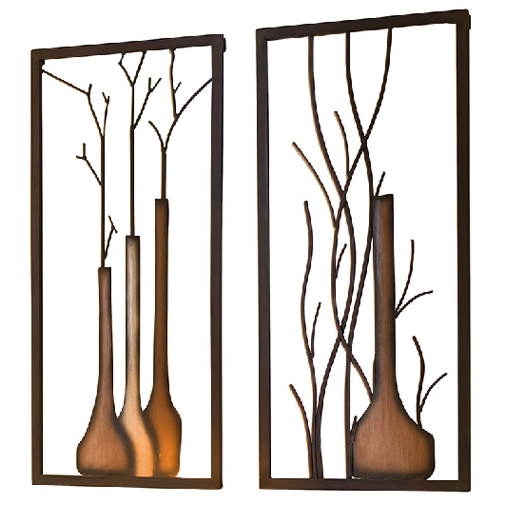 Aldgate Metal Set Of 2 Branch Duo Wall Art In Brown