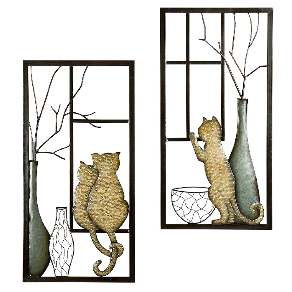 Aldgate Metal Set Of 2 Pawlette Wall Art In Brown And Grey