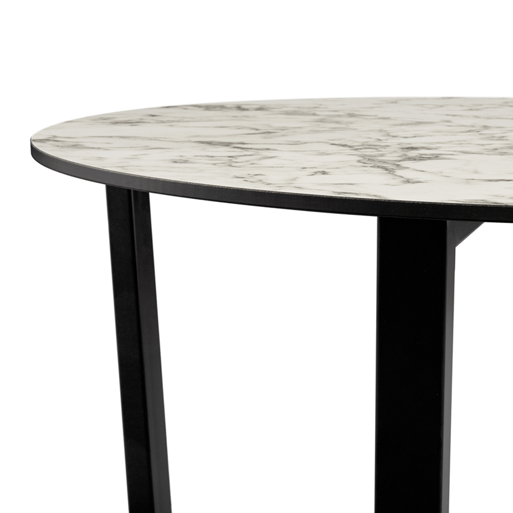 Aldgate Small Wooden Dining Table In White Marble Top