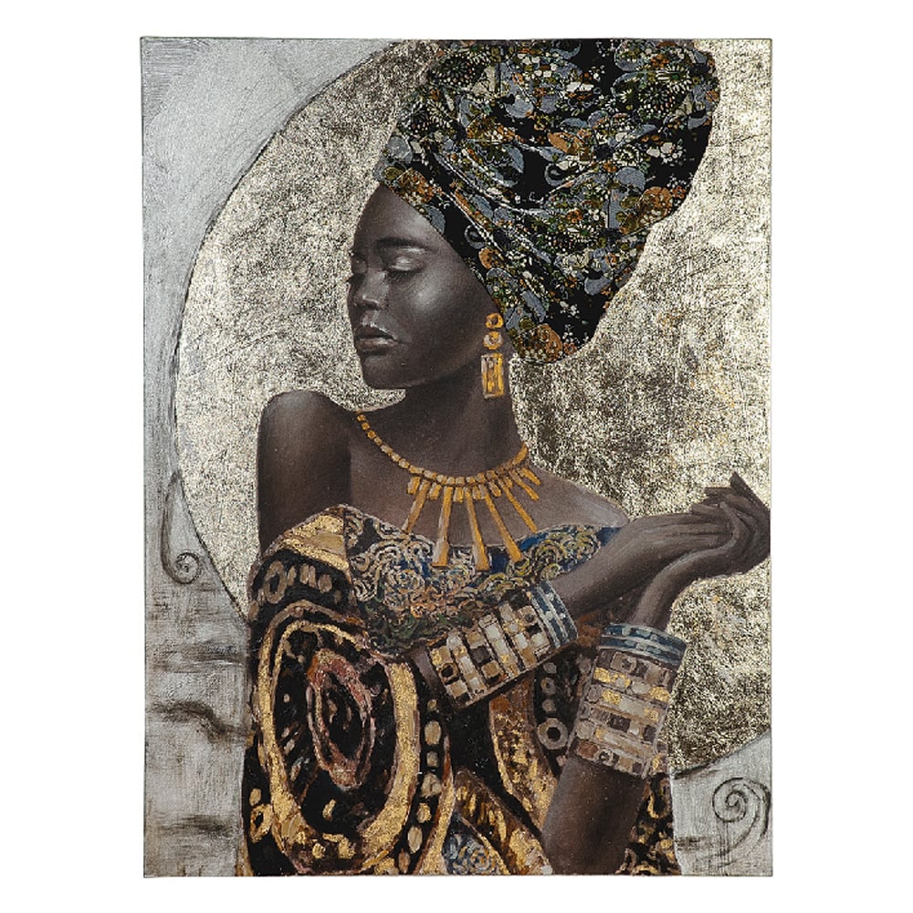 Aldgate Wooden African Lady Wall Art In Gold And Brown