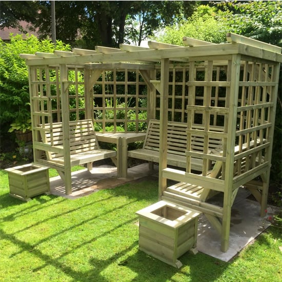 Radley Wooden Garden Pergola Seating Bench In Natural