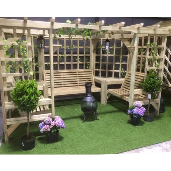 Radley Wooden Garden Pergola Seating Bench In Natural