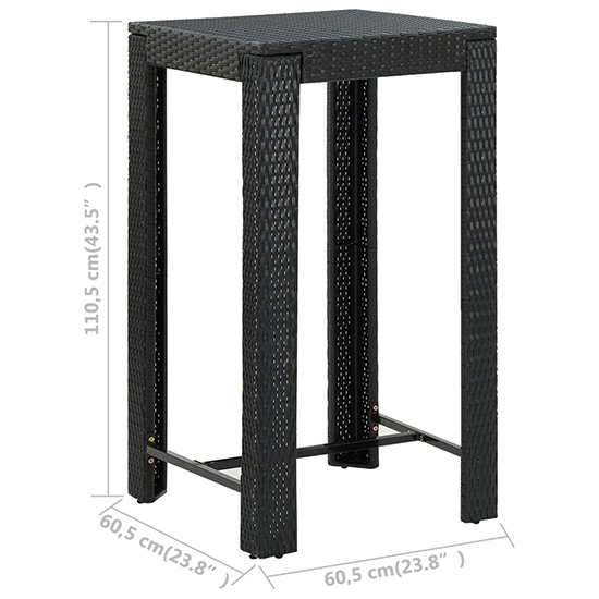 Aldis Outdoor Poly Rattan Bar Table With 2 Stools In Black_5