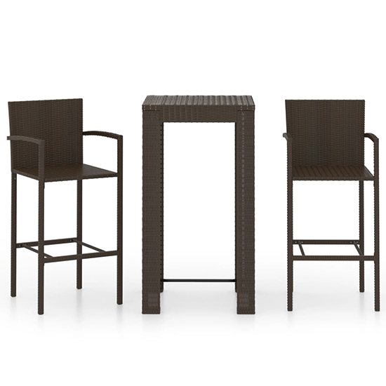Aldis Outdoor Poly Rattan Bar Table With 2 Stools In Brown_2