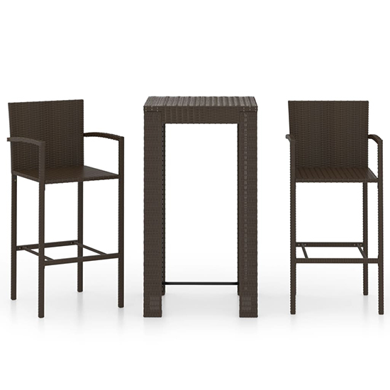 Aldis Outdoor Poly Rattan Bar Table With 2 Stools In Brown Furniture
