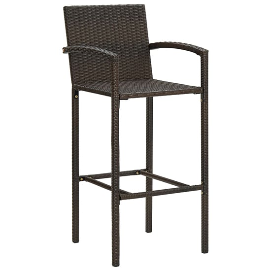 Aldis Outdoor Poly Rattan Bar Table With 2 Stools In Brown_4