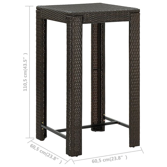 Aldis Outdoor Poly Rattan Bar Table With 2 Stools In Brown_5