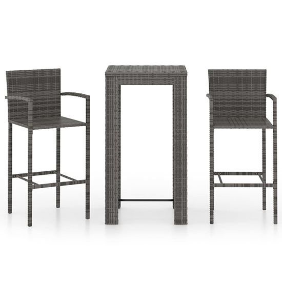 Aldis Outdoor Poly Rattan Bar Table With 2 Stools In Grey_2