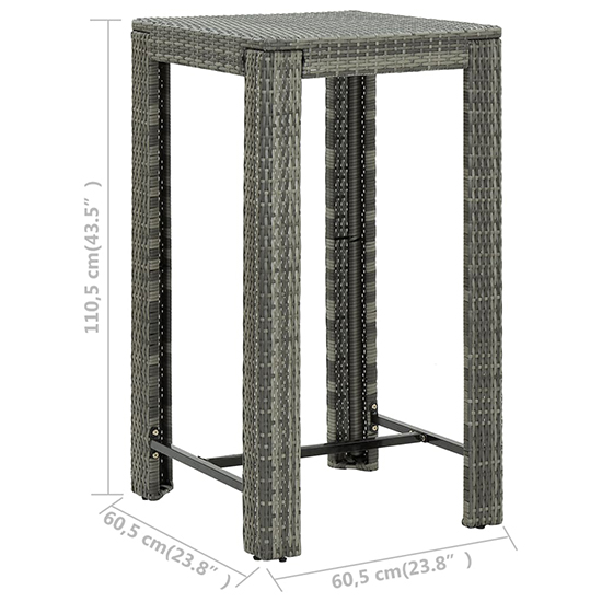 Aldis Outdoor Poly Rattan Bar Table With 2 Stools In Grey_5