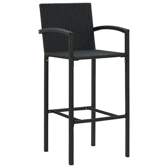 Aldis Outdoor Poly Rattan Bar Table With 4 Stools In Black Furniture
