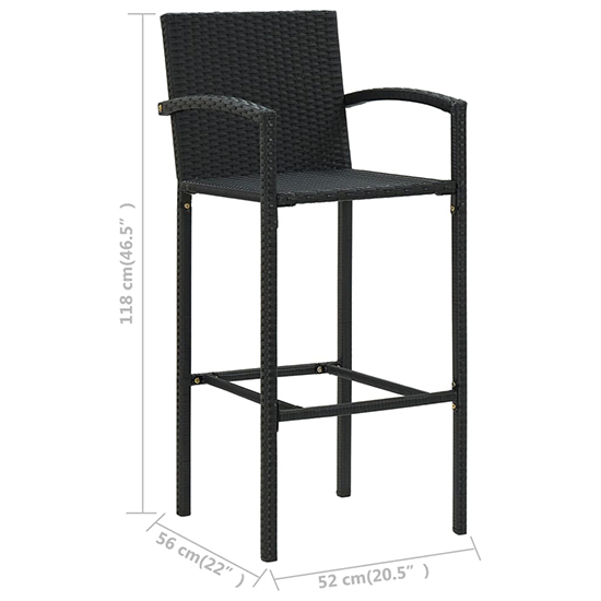 Aldis Outdoor Poly Rattan Bar Table With 4 Stools In Black Furniture
