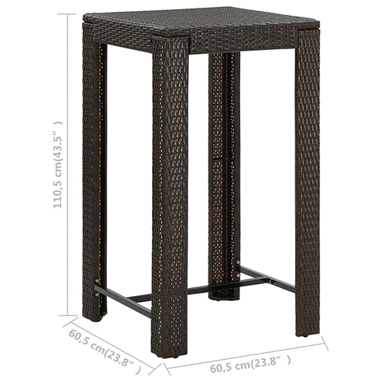 Aldis Outdoor Poly Rattan Bar Table With 4 Stools In Brown Furniture
