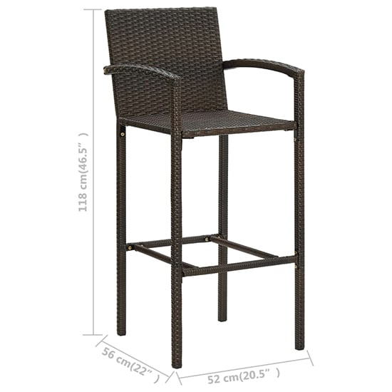 Aldis Outdoor Poly Rattan Bar Table With 4 Stools In Brown_6