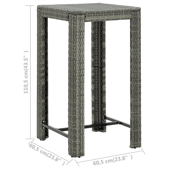 Aldis Outdoor Poly Rattan Bar Table With 4 Stools In Grey_5