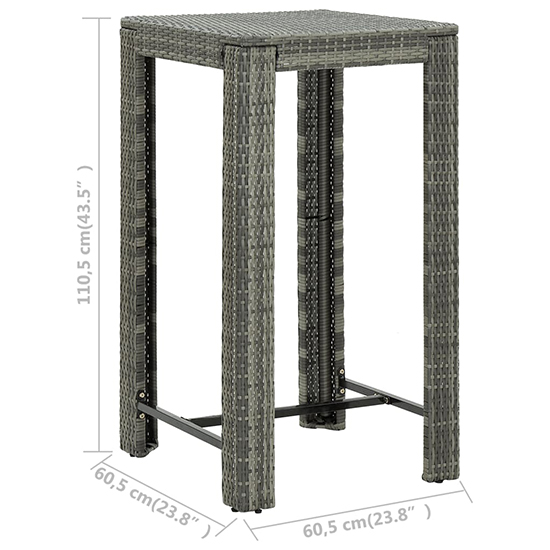 Aldis Outdoor Poly Rattan Bar Table With 4 Stools In Grey
