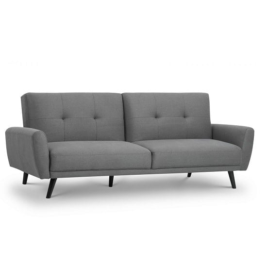 Read more about Macia fabric sofa bed in mid grey linen with wooden legs