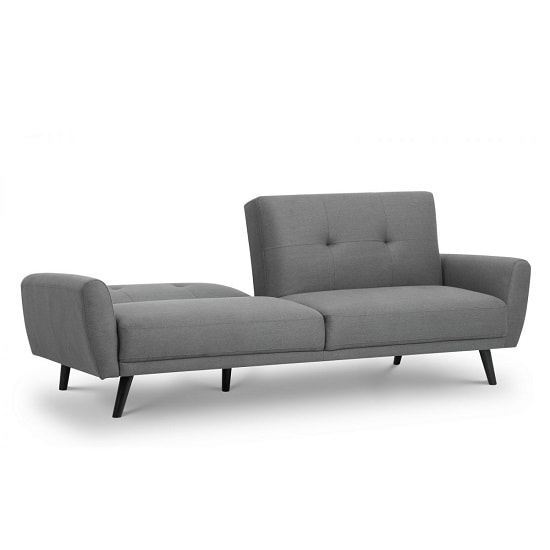 Macia Fabric Sofa Bed In Mid Grey Linen With Wooden Legs