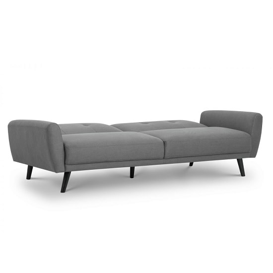 Macia Fabric Sofa Bed In Mid Grey Linen With Wooden Legs