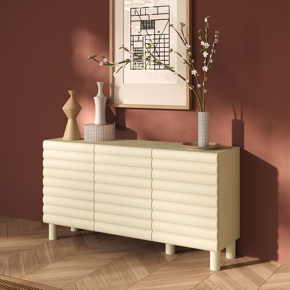 Aldria Wooden Sideboard with 3 Doors in Talco