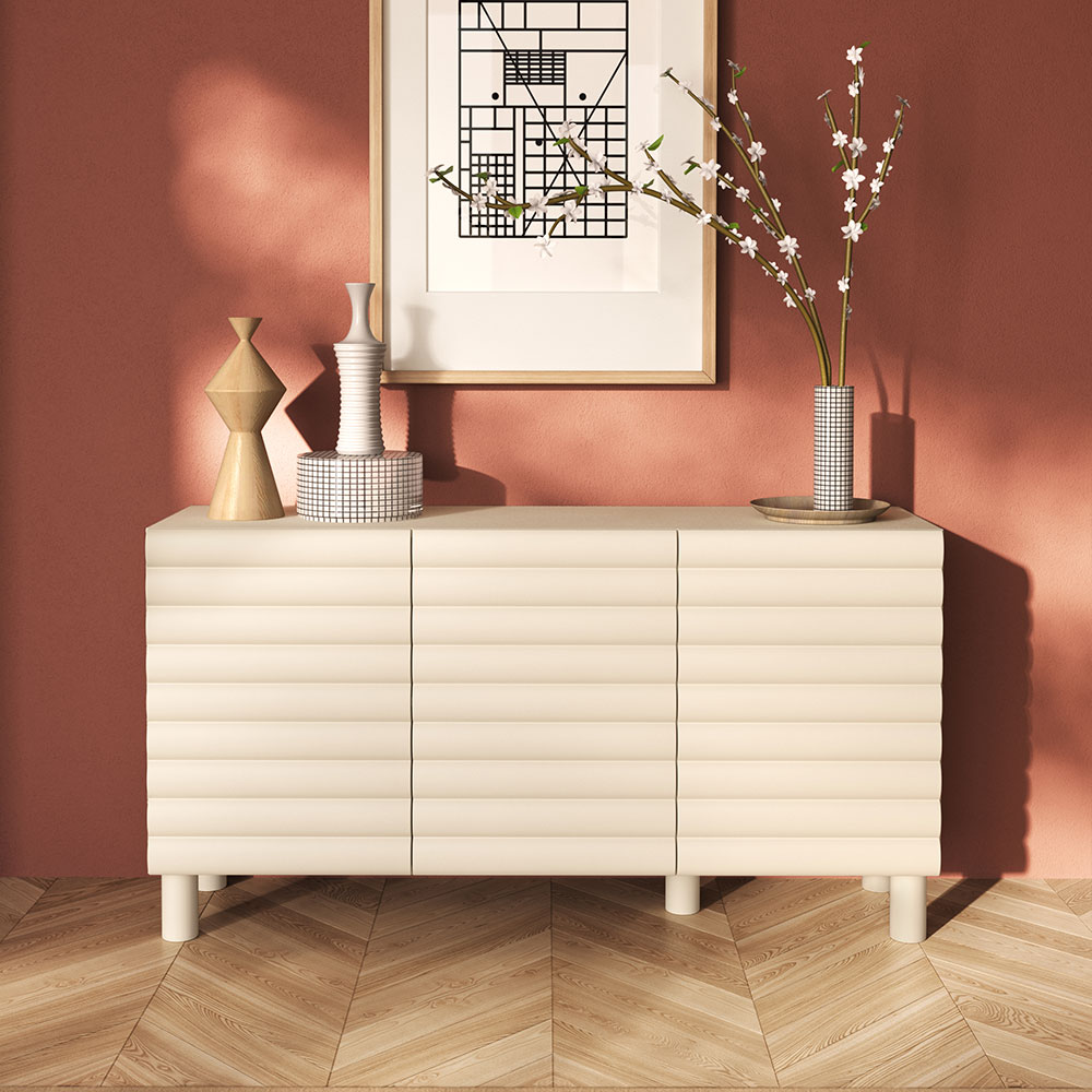 Aldria Wooden Sideboard with 3 Doors in Talco