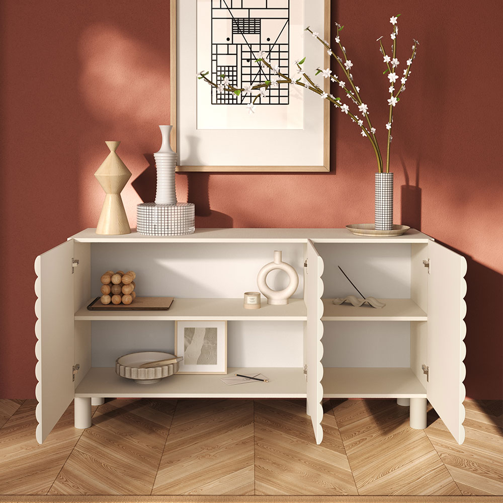 Aldria Wooden Sideboard with 3 Doors in Talco
