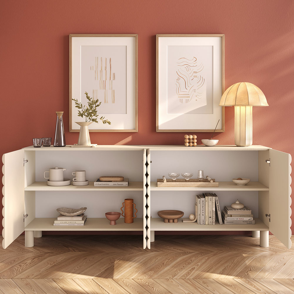 Aldria Wooden Sideboard with 4 Doors in Talco